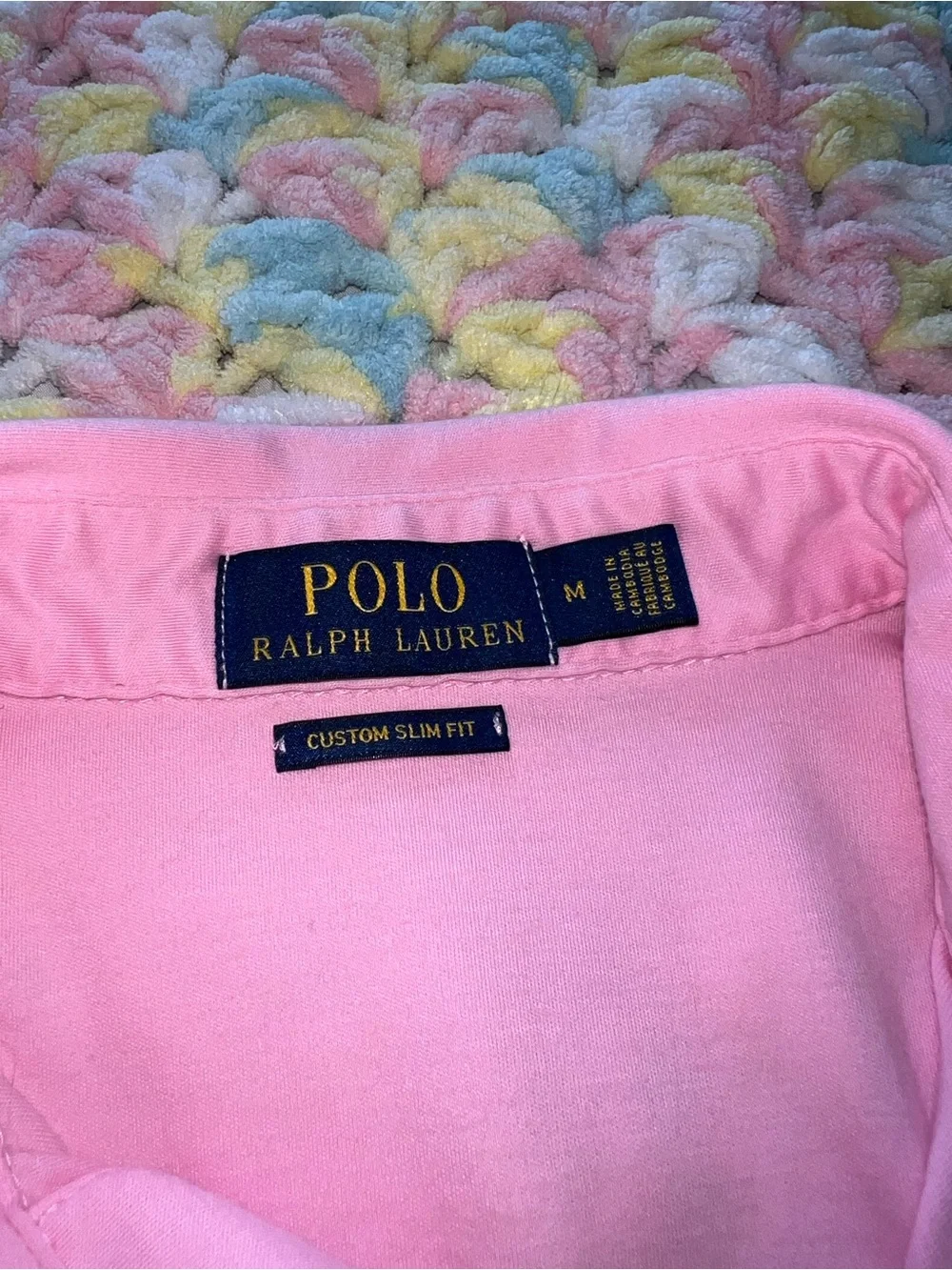 Polo Ralph Lauren Mens Pink Short Sleeve Polo Shirt Blue Pony Custom Slim Fit M